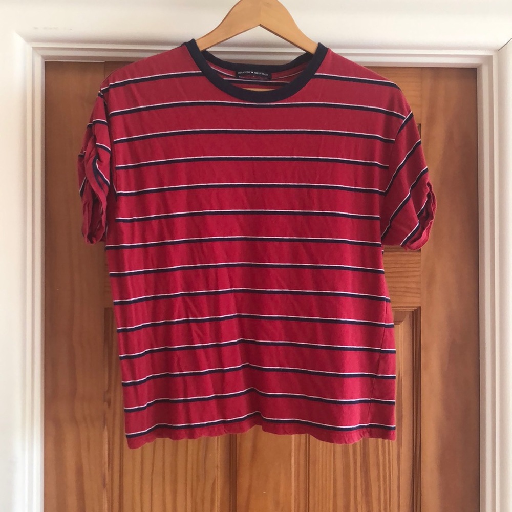 Brandy Melville Red Striped Tee
